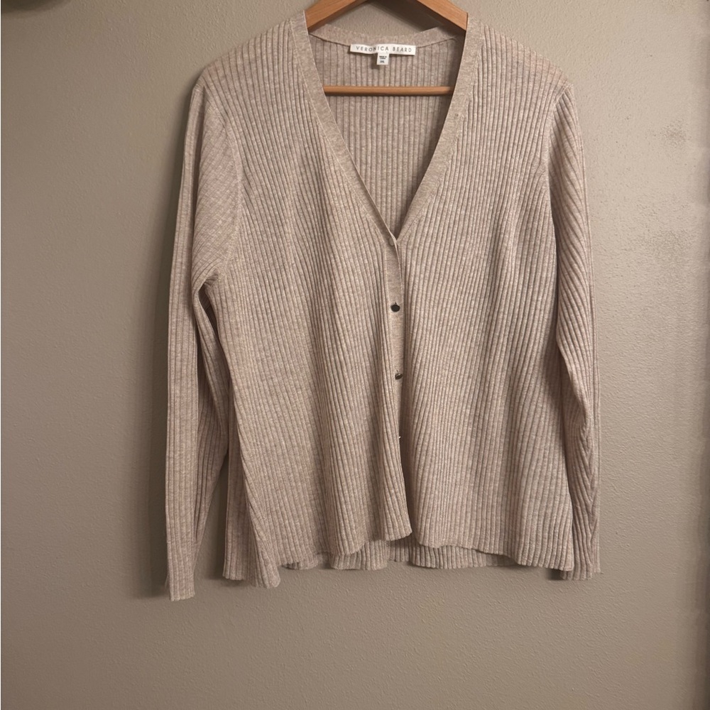 VERONICA BEARD Ribbed V-Neck Button Cardigan - Picture 2 of 7